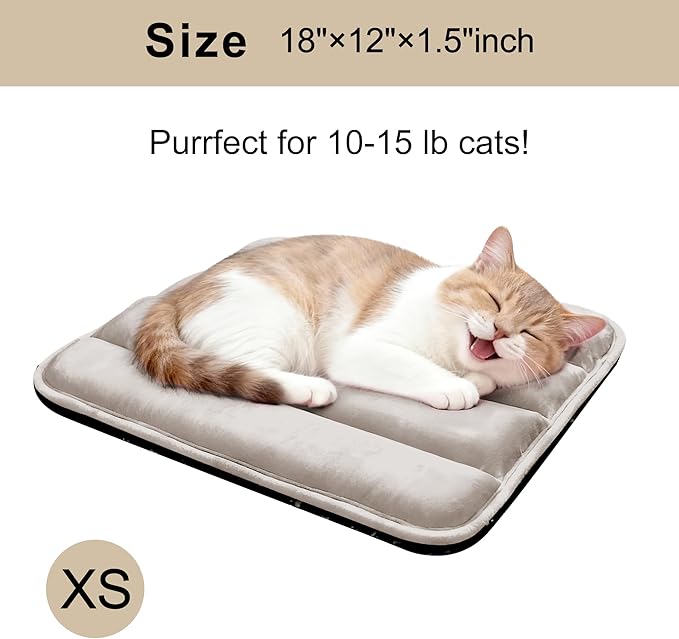 Fogkiss Dog Bed Mat, Reversible Dog Crate Pad with Washable Kennel Mat and Soft Foam, Flat Pet Bed for Dogs & Cats, for Crates Carriers & Travel (Light Brown, 18" L*12" W*1.5" Th)