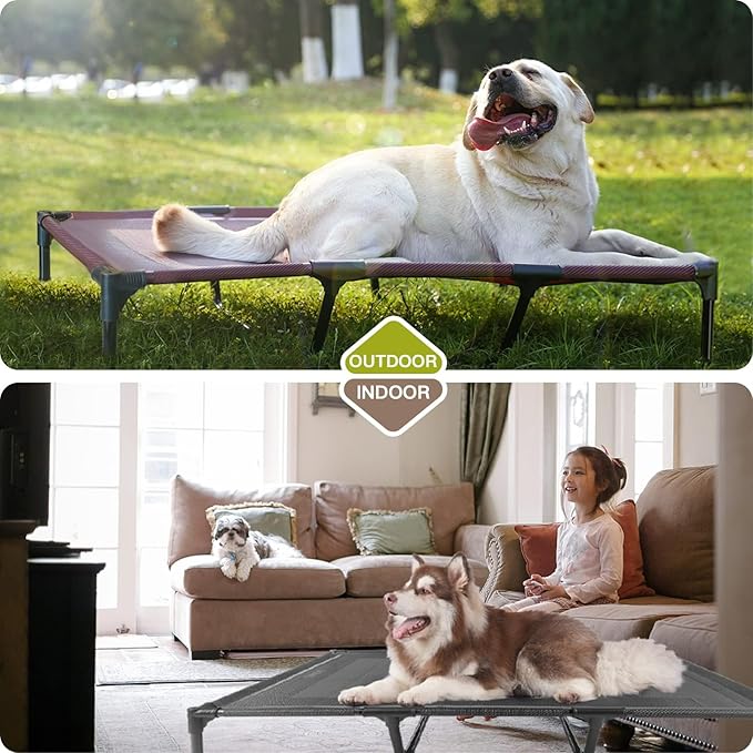 suddus Elevated Dogs Bed Waterproof Outdoor, Portable Raised Dog Cot, Dog Beds Off The Floor, Dog Beds Easy Clean Indoor or Outdoor Use, Large, Red