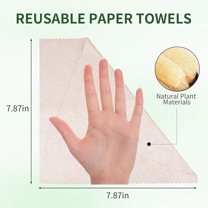 LNTPIP 20 Pack Reusable Kitchen Rags for Counter, Made of Degradable and Compostable Loofah Fiber, 7.87"*7.87" Soft and Odor-Free, no Deformation, no Shrinkage After Drying