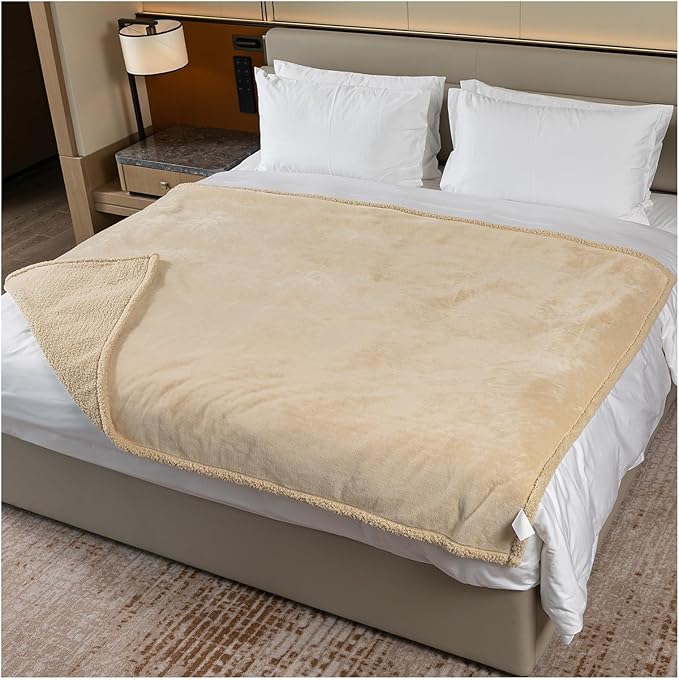 Maidewow Waterproof Dog Blanket Reversible Pet Bed Cover Puppy Fluffy Cream Blankets Leakproof Sofa Couch Cover Cat Pet Blanket for Warm Washable-L