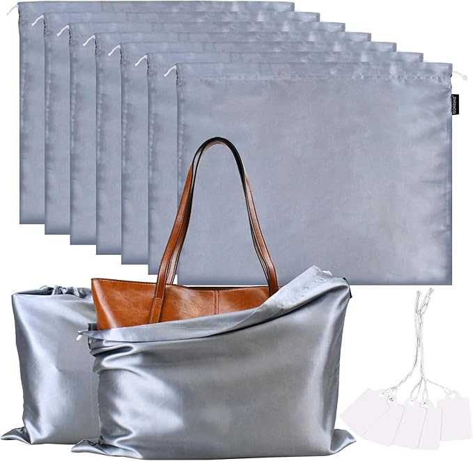 FEICHANGHAO 7 Pack Dust Bags for Handbags Storage Silk Cloth Bag With Drawstring Large Storage Pouch for Handbag Purse Shoes Boots