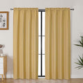 Lecloud Bessie Gold Curtains 72 Inches Long 2 Pcs, Rod Pockets Light Filtering Faux Linen Textured Living Room Curtains for Bedroom Decor, Window Drapes for Dining Room, Each Panel 40" W x 72" L