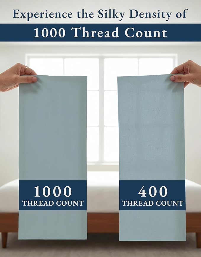 LANE LINEN Luxury Hotel Style 100% Egyptian Cotton Twin Sheets - 1000 Thread Count, Mercerized Cotton, No Pill Fade Resistant Sustainably Produced Twin Bedding Sheets & Pillowcases- French Blue