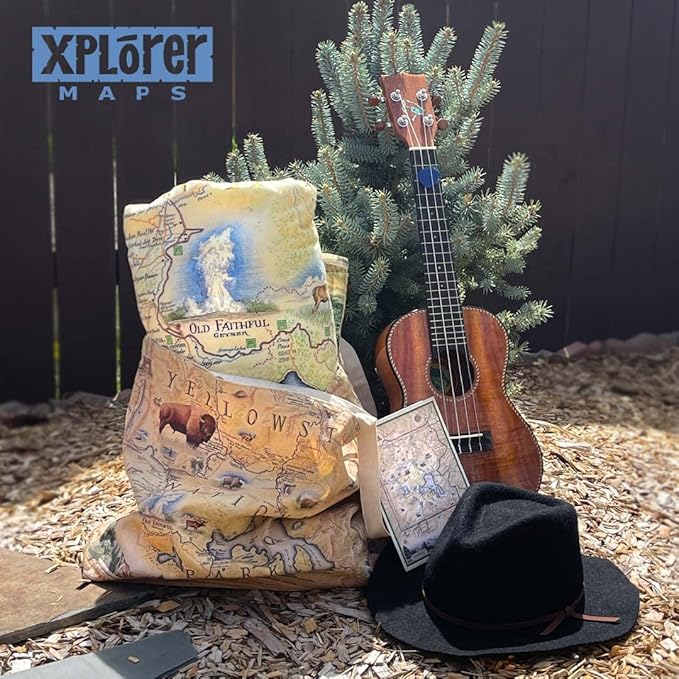 Xplorer Maps Canvas Tote Bag with Handles, Cloth Grocery Shopping Bag, Reusable & Eco-friendly Bag, 100% Cotton, Washable