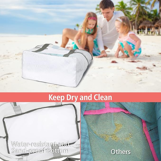 F-color Mesh Beach Bag Family - Large Tote Bag for Cruise Pool Toys Beach Vacation Essentials