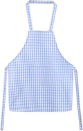 Jennice House Kids Aprons - Pure Cotton Gingham Aprons with Pocket and Adjustable Neck Strap, Painting Apron, Baby Chef Apron (Blue, S)