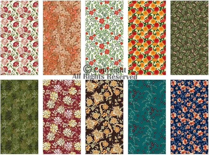 Craftido -25 Options- 100% Cotton Quilting Fabric Bundles 10pcs Fat Quarters 18”x21”-Medium Weight 5.2 oz- Soft Cotton for Quilting, Sewing Project, Patchwork, DIY Crafts - Retro Style