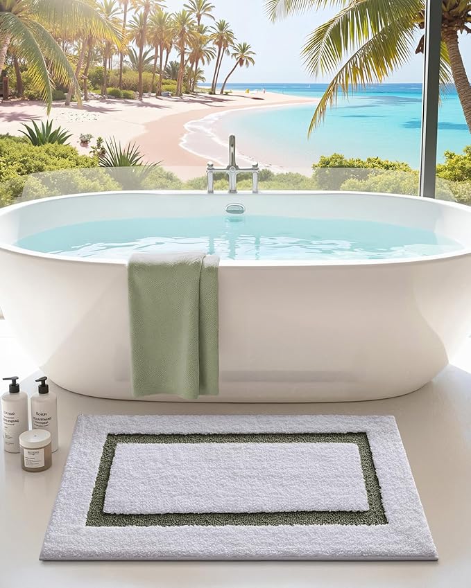 Color&Geometry Bathroom Rugs, Water Absorbent and Quick Dry Microfiber Bath Rugs-24"x36", Non-Slip, Machine Washable, Extra Soft Plush Bath Mats for Bathroom, Laundry Room, Shower and Tub