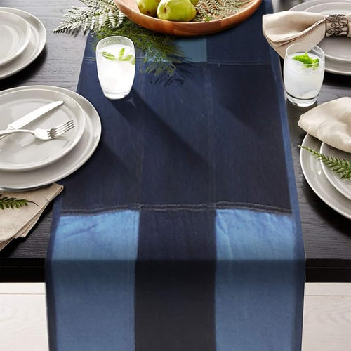 AAYU Denim Table Runner / Bed Runners 108" | Solid and Mixed Reversible 17-18 Inch X 108inches Premium Quality Perfect for Wedding, Parties Decor