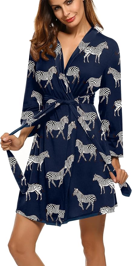HOTOUCH Womens Robe Lightweight Short Knit Bathrobe Soft Ladies Sleepwear with Pockets