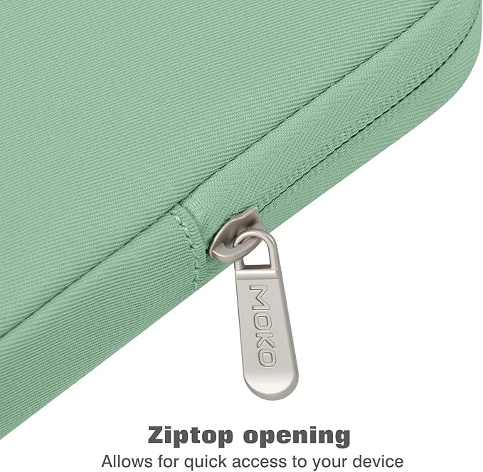 MoKo 13 Inch Tablet Sleeve Fits 13inch iPad Air M3 2025, iPad Pro M4/Air M2 2024, iPad Pro 12.9, Galaxy Tab S8+/S9+ 12.4, Polyester Bag Fit with Apple Pencil or Smart Keyboard, Bodhi Green