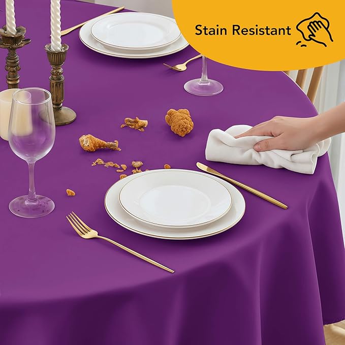 10-Pack Purple Round Tablecloths, 84 Inches, Stain-Resistant Polyester for 3-5 Ft Round Tables - Washable Table Covers for Weddings, Banquets, Birthday Parties, Events