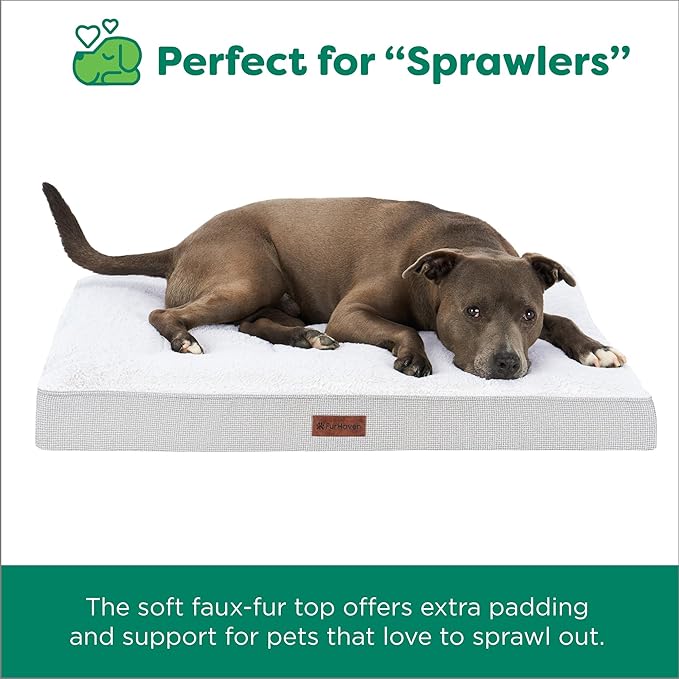 Furhaven Orthopedic Dog Bed – Classic Cushion with Plush Tufted Top, Supportive Foam Mattress, Removable Washable Cover, Joint Relief - Gray, Jumbo