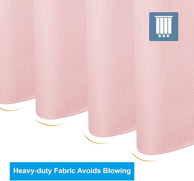 AmazerBath Waffle Shower Curtain, Blush Pink Shower Curtain Fabric 78 Inches Long with Waffle Weave, Heavy Duty 240GSM Hotel Quality, Bathroom Shower Curtains, 72 x 78 Inches