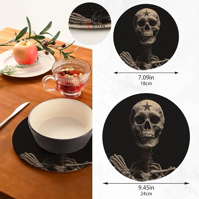 Boccsty Skull Trivets for Hot Pots and Pans Human Skeleton Pot Holders 2PCS Hot Pads Kitchen Pot Holder for Counter Table Countertop Farmhouse