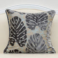 Alerfa 18 x 18 Inch Square Leaf Pillow Embroidery Cut Velvet Cushion Case Luxury Modern Lumbar Throw Pillow Cover Decorative Pillow for Couch Sofa Living Room Bedroom Car, Gray Silver