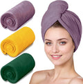 YHPDYL Hair Drying Towel 3 Pack - Ultra Soft Microfiber Turban Twist Hair Wrap for Women - Super Absorbent, Quick Dry Hair Towel Cap for Wet Hair (3 Colors, Yellow Green & Purple)