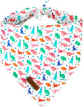 UP URARA PUP Dinosaur Dog Bandana - Comfortable Cotton Triangle Bid Scarf for Medium Large Dogs - Washable Pet Kerchief for Boys and Girls - Colorful Cute Classic Dinosaur Design