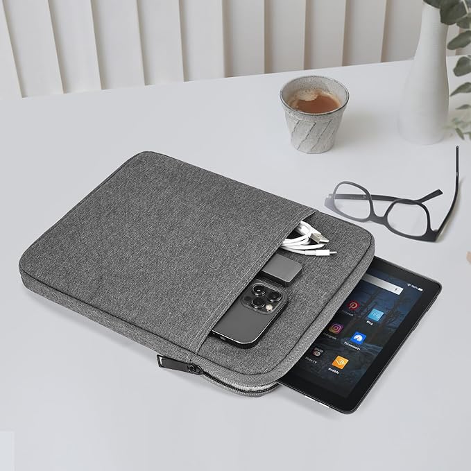 9.7-11 Inch Tablet Sleeve Case Bag Compatible with Amazon Fire Max 11 Tablet / 10.1" Fire HD 10 Plus/Fire HD 10 Kids Pro,iPad Pro 11-inch M5 M4/Air M3 M2/iPad 11th Protective Carrying Bag(Grey)