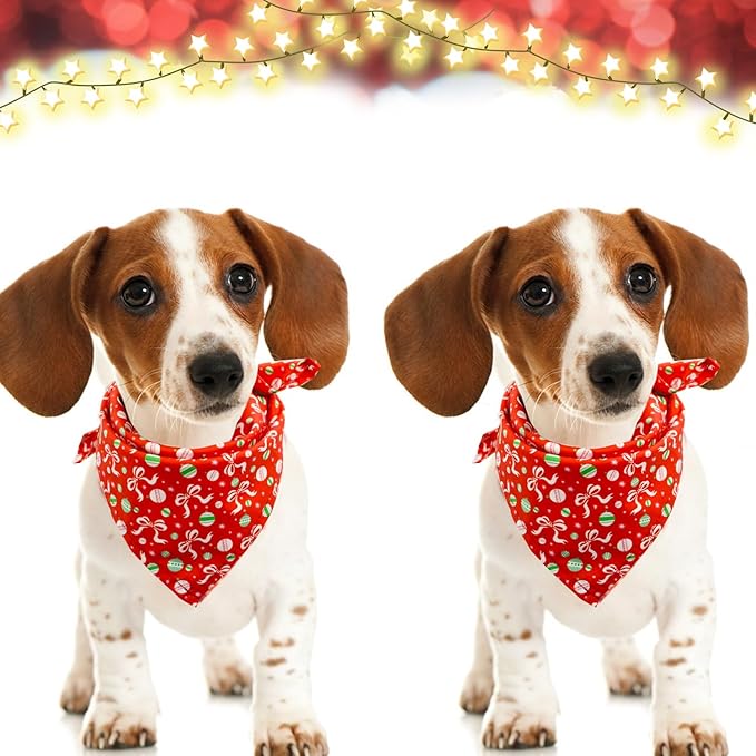 Bubblepup Christmas Dog Bandanas, Soft Cotton Red Dog Bandanas for Small Medium Large Dogs