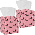 2 Pack Leather Tissue Box Cover – Dachshund Dogs and Hearts Tissue Box Holder Decorative for Bathroom, Home Office Decor