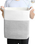 Tall Laundry Basket With Handles,Woven Cotton Rope Big Laundry Hamper Sorters,Versatile Storage for Dirty Clothes,Baby Toys,and Blankets in Bathroom, Nursery,and Living Room (Silver Gray, 68L)
