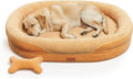 CWAWZ Jumbo Orthopedic Dog Bed, Big Dog Beds for Extra Large Sized Dogs with Full-Surround Bolsters, Dual-Sided Dog Cooling Bed with Memory Foam, Washable Pet Sofa Couch with Nonslip Bottom, Brown
