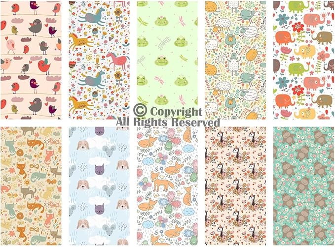 Craftido -25 Options- 100% Cotton Quilting Fabric Bundles 10pcs Fat Quarters 18”x21”-Medium Weight 5.2 oz- Soft Cotton for Quilting, Sewing Project, Patchwork, DIY Crafts – Wild Animal