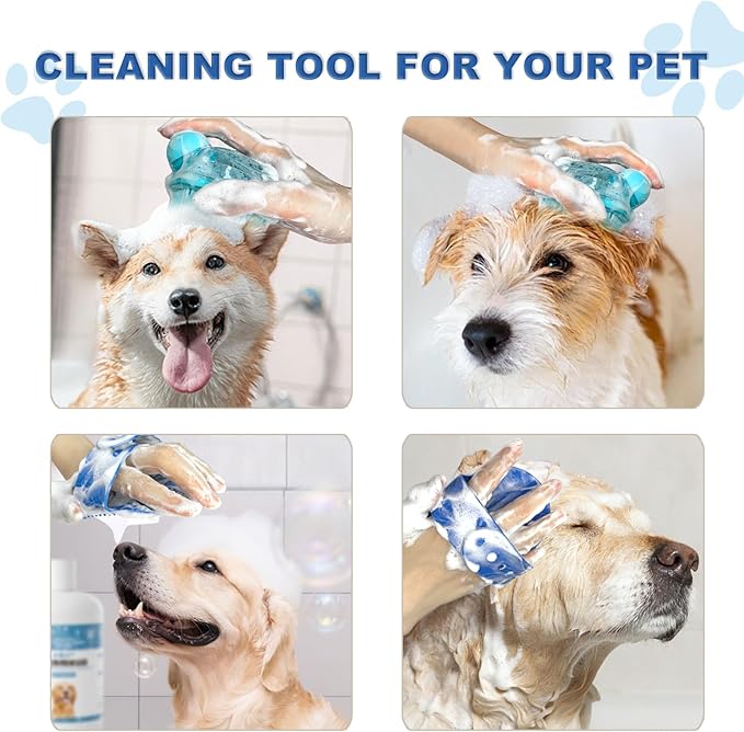 IDQQUQQ 3PCS Dog Bath Brush, Dog Shampoo Brush, Dog Scrubber for Bath,Dog Bath Products are Suitable for Short, Long haired Dogs, Cats, Large Dogs, and Small Dogs