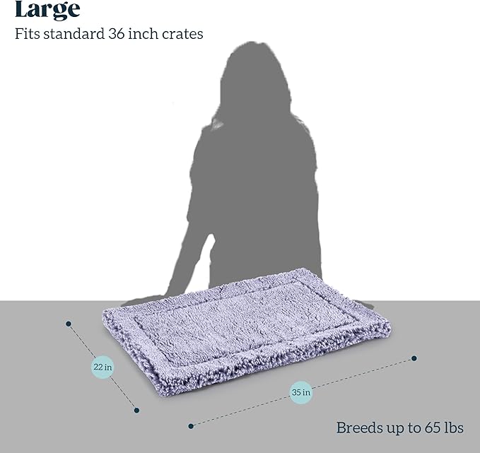 PELZIN Stoutwool Indestructible Dog Bed - Fluffy Chew Proof Dog Crate Pad - Tough Kennel Pad for Aggressive Chewers - Washable, Ideal for Large Breeds & Fits 36-Inch Crate - 35"x22", Jacaranda