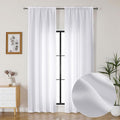 Lecloud Bessie White Curtains 96 Inches Long 2 Panels, Light Filtering Window Curtains with Dual Rod Pocket, Soft Faux Linen Textured Curtain Drapes for Living Room Bedroom, Each 40 W x 96 L