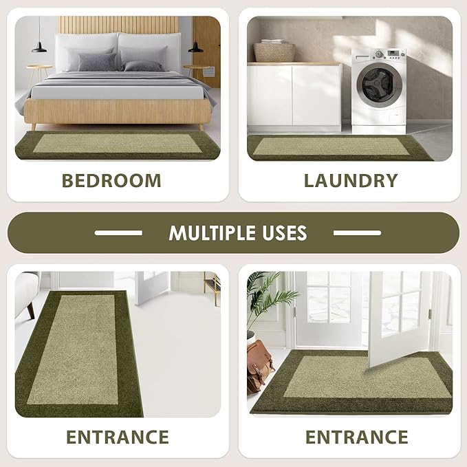 DOMUSTEX Machine Washable (24" x 36"+ 24" x 60"') Runner Rugs Set of 2, Non Slip Kitchen Mats for Floor, Absorbent Entryway Rug for Kitchen, Bedroom, Hallway, Bathroom, Door (Roll Packing)