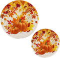 Boccsty Yellow Pumpkins Trivet Mat 2PCS Autumn Leaves Round Woven Potholders Kitchen Table Countertop Protector Hot Pads Farmhouse Coasters Counter Mat