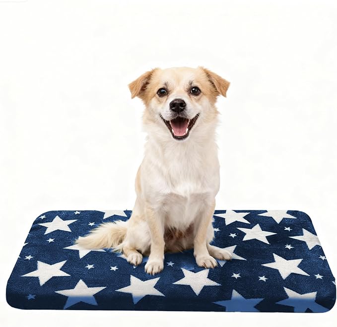 WITTOP Washable Dog Bed Plush Orthopedic Outdoor Crate Mat with Non-Slip Bottom,Luxe Soft Kennel Pad for Pets, Cozy Cage Cushion & Pet Sleeping Mattress Large Sized,Medium,Small Dogs,30 x 20 inch,Blue