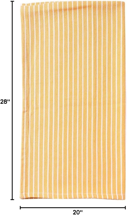 ACCENTHOME Cotton Dish Towels - Absorbent Multi Purpose Kitchen Towel Set of 4, Geometric Print Yellow, 20x28