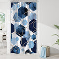 Litabel Modern Small Stall Shower Curtain for Bathroom, Blue Geometric Art Decor Waterproof Bath Curtain, Abstract Fabric Shower Curtain Sets for Home Decor, 36x72 Inch