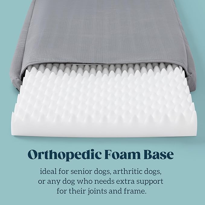 PELZIN Cybarmour Chew Proof Dog Bed - Orthopedic Indestructible Dog Crate Pad - Outdoor Waterproof Kennel Mat for Aggressive Chewers - Medium Breeds & Fits 30-Inch Crate - 29"x18", Limestone