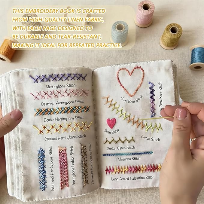 OYSMY Embroidery Stitch Book Kit,2026 New Embroidery Kit with 86 PCS Sewing Kit,Includes Illustrated Guide to 106 Universal Embroidery Stitches for Beginners and Craft Lovers(1 Set)