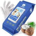 PUPMATE Pet Cleaning Glove Wipes for Dogs & Cats, Hypoallergenic Deodorizing Disposable Bathing Wipes,No-Rinse Grooming Wipes,Perfect for Pet Dry Cleaning,Daily Care and Travel, Coconut Scent, 24 pcs