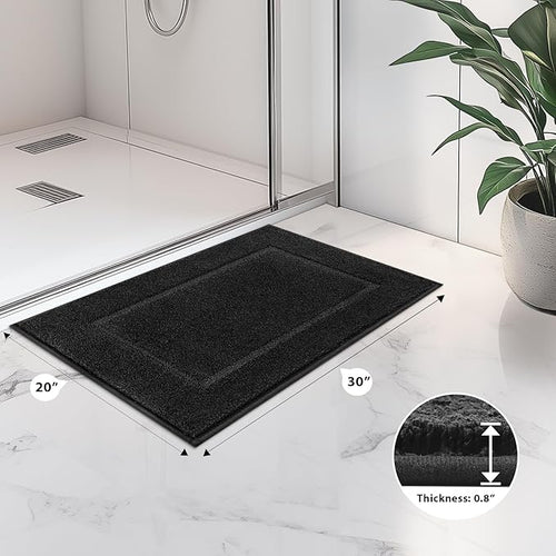 anllugs Bathroom Rugs 20" x 30", Non-Slip Extra Soft Absorbent Bath Rugs, Machine Washable Quick Dry Bath Mats for Bathroom Floor, Shower, Bathtub and Sink, Black