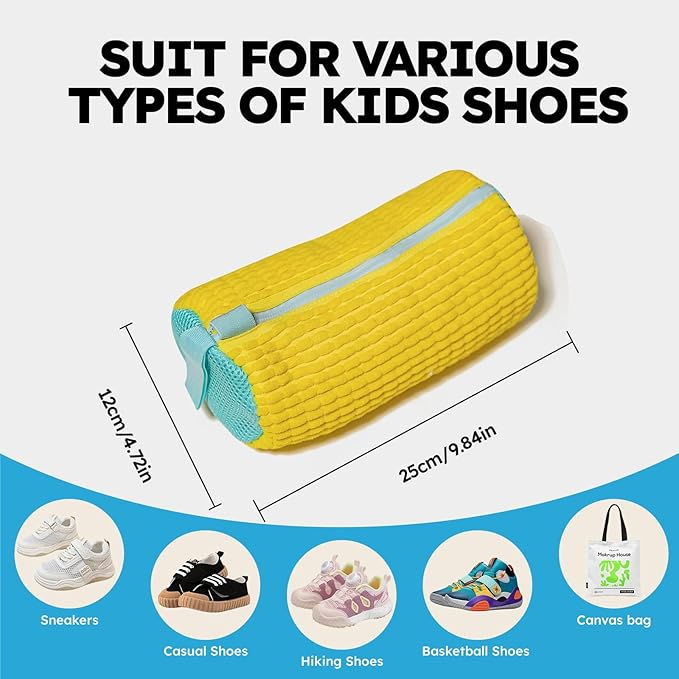 Shoe Washing Machine Bag: Shoe Washing Bag Keeps Clean - Reusable Laundry Shoe Bag for Sneaker Tennis Shoes Unstain Cleaner Kit(Yellow Children 2 Pcs)