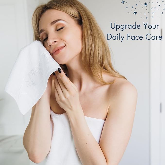 Marmaris Co. Set of 6 Luxury Wash Cloths for Your Face Viscose Bamboo & Turkish Cotton, White Wascloths
