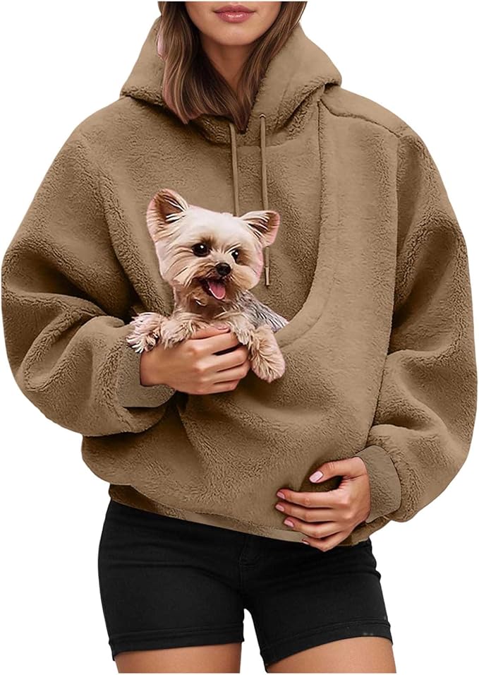 LBECLEY Hoodie with Dog Pouch Oversized Pet Hoodies Carrier Large Pocket Hooded Sweatshirt for Puppy Kitten Dogs Holder
