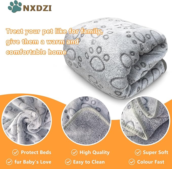 Dog Blankets for Large Dogs, 1 Pc Dog Blanket Washable, Soft Fluffy Flannel Pet Blanket Mat Cover for Bed Couch, Cute Print Puppy Blanket 60" x 50"