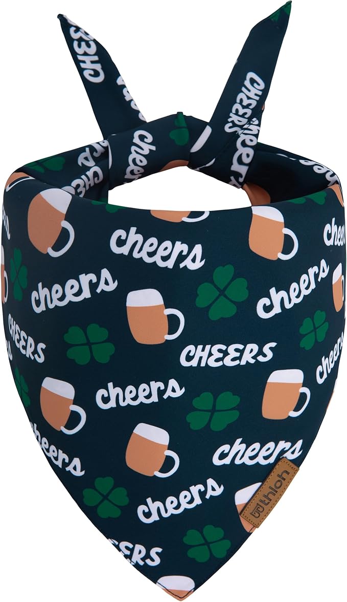 THLOH St. Patrick's Day Dog Bandana - 2 Pack Triangle Shamrock Dog Bandanas, Reversible Lucky Pet Scarf for Boys & Girls, Premium Durable Fabric, Holiday Bandana for Large & Extra Large Dogs (X-Large)