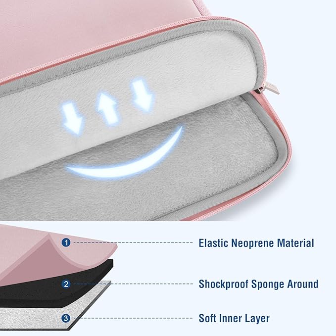MOSISO Laptop Case 13.3 inch, 13-13.3 inch Laptop Sleeve Bag Compatible with MacBook Air/Pro 13/Pro 14 M5 M4 M3 M2 M1, HP Dell ASUS Lenovo, Neoprene Computer Sleeve Bag with Small Case, Baby Pink