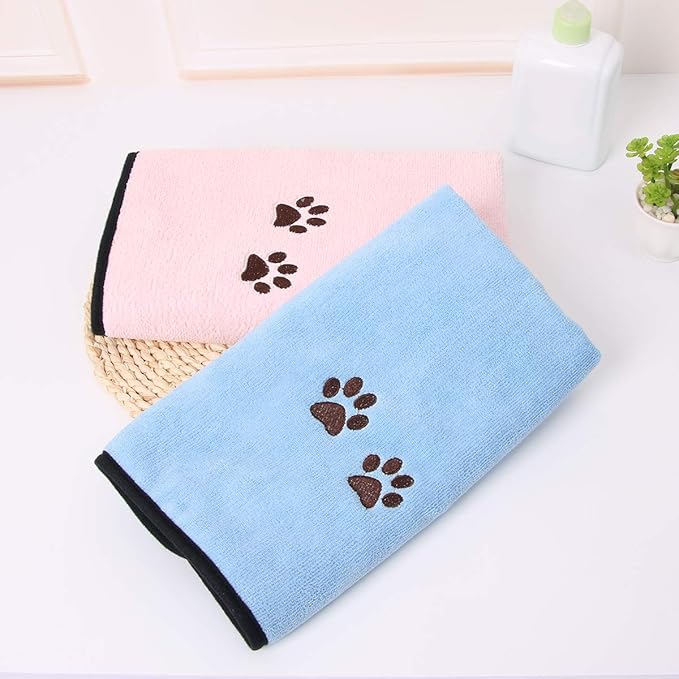 Wipela Pet Dog Cat Microfiber Drying Towel Ultra Absorbent Great for Bathing and Grooming (2-Pack)