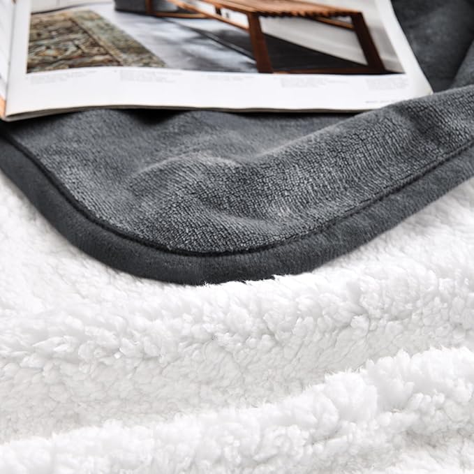Yaning Waterproof Blanket for Bed Couch Sofa, Soft Liquid Pee Proof Pet Blanket for Dog Puppy Cat, Reversible Sherpa Fleece Furniture Protector (Dark Grey, 30x40 inches)