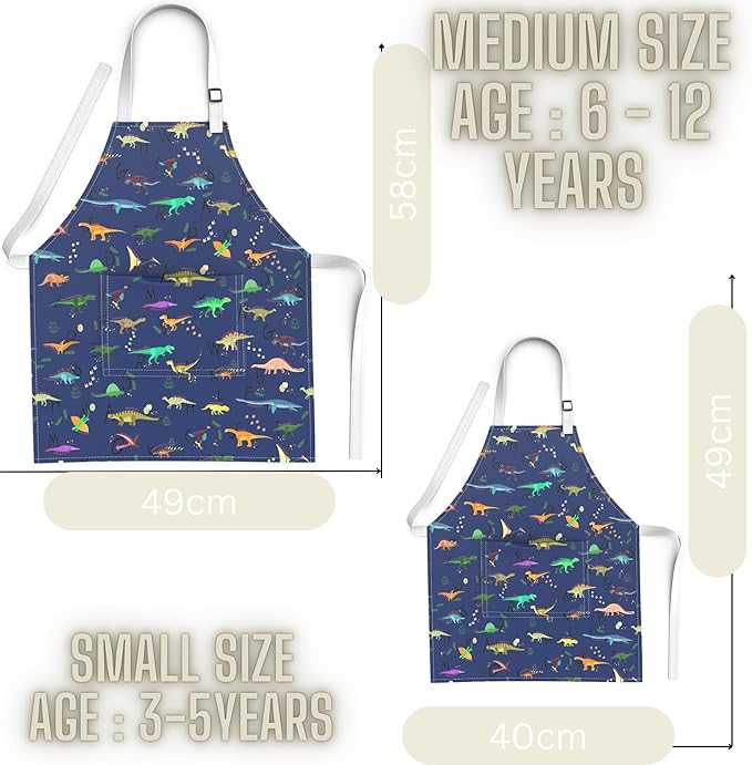 Kids Aprons for Girls and Boys, Toddler Apron with Pocket for Painting, Cooking, Baking, Gardening and Crafts