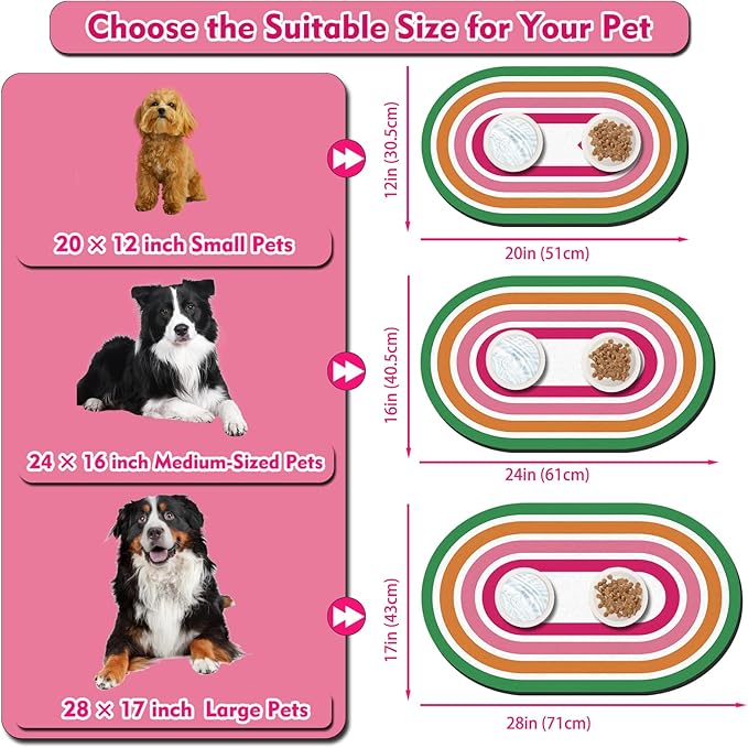 METEOROCK Large Pet Feeding Mat – 28''x17'' Absorbent Dog Mat for Food and Water, Easy Clean Cat Dog Water Bowl Mat, Non-Slip Pet Water Mat Protect Floor, Fit with Automatic Feeders and Double-Bowl